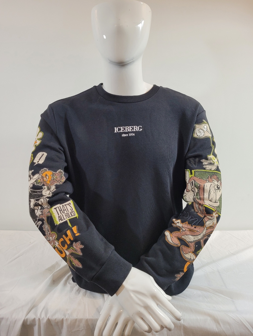 Iceberg Men's Luxury Sweatshirt Size XL Black 100% Authentic New with Tags $395